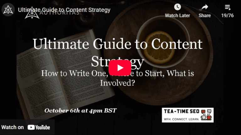 Tea Time SEO: Ultimate Guide to Content Strategy - Jason Barnard as Speaker, with Hugo Whittaker and Dan Saunders