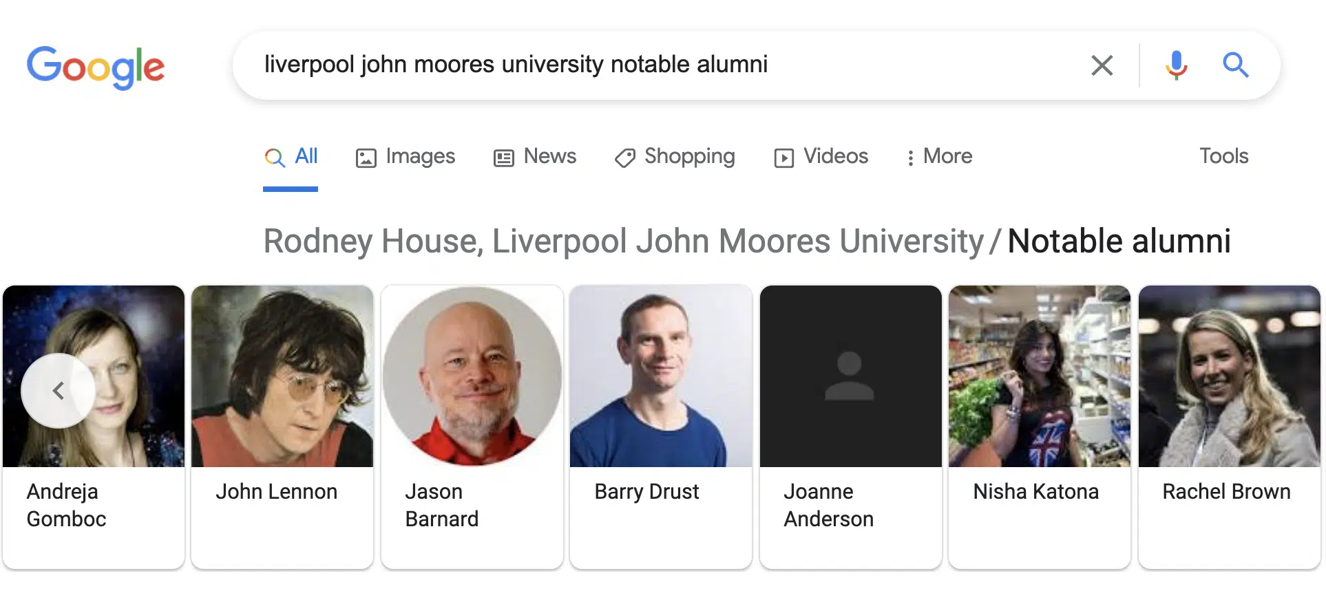 Alumni of Liverpool Liverpool John Moores University (includes Jason Barnard and John Lennon)