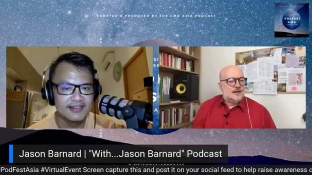 Jason Barnard with Wayne Cheong at PodFest Asia 2020