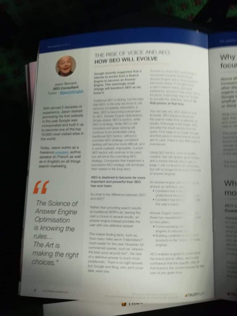 Jason Barnard with Trustpilot White Paper 