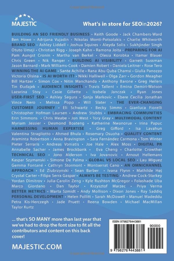 SEO in 2026 (Majestic / David Bain) - back cover