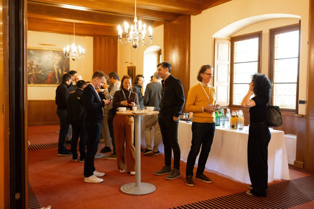EO Paris Chapter participants having coffee and informal discussions in Beaune