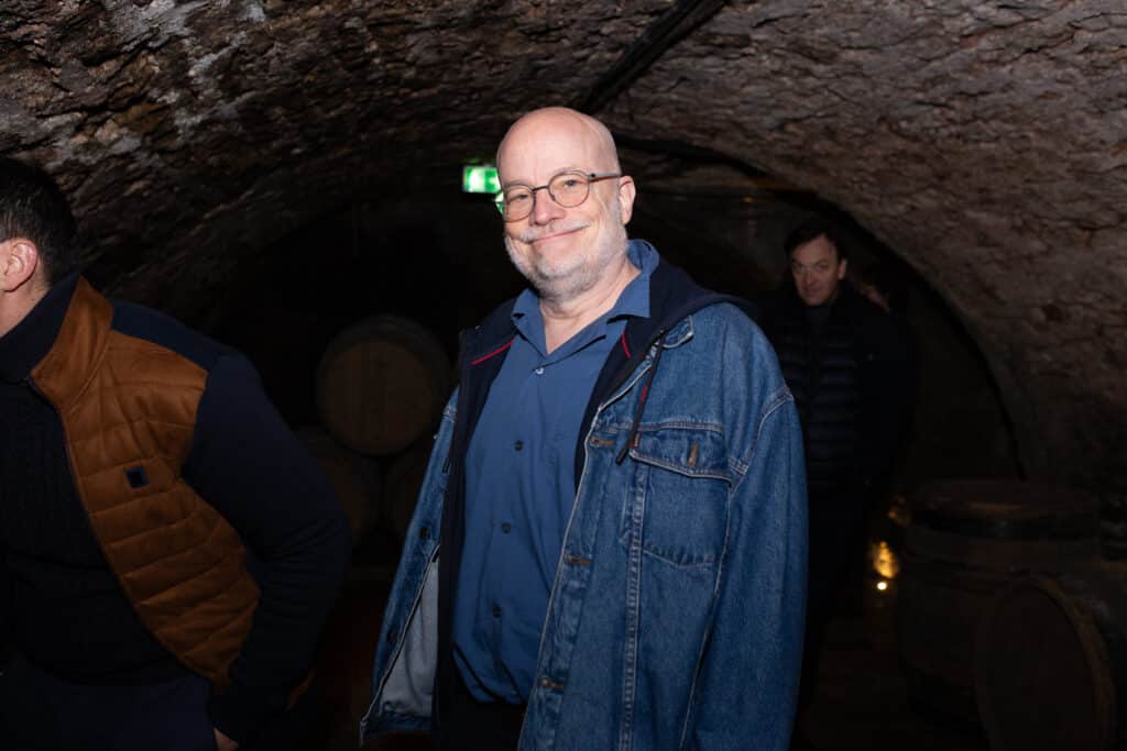 Jason Barnard underground experience at Cave des Patriarches underground wine cellar