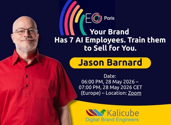 ason Barnard Explores Why “Your Brand Has AI Employees. Train Them to Sell for You.” for EO Paris Online Event - May 28, 2026